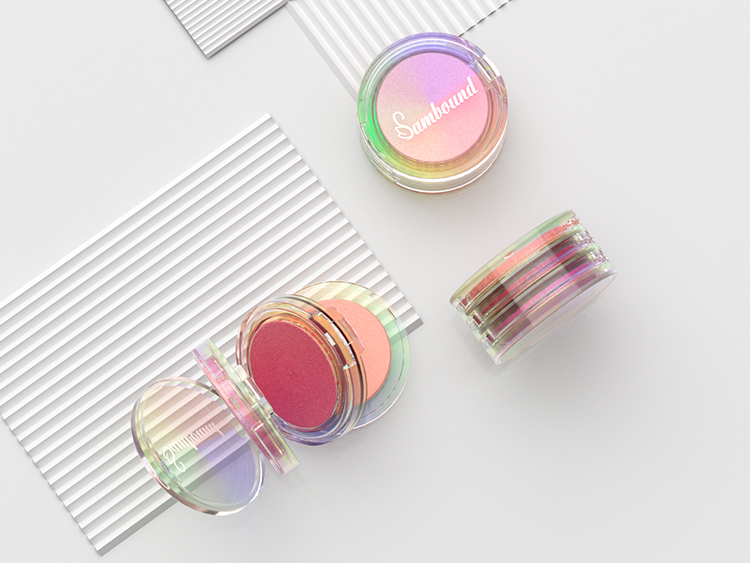 化妝品生產廠家定做電鍍幻彩粉餅盒